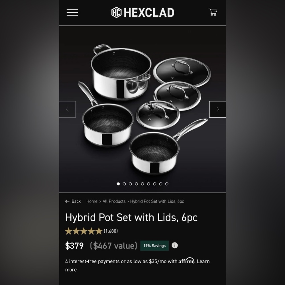 New NIB 6 Pc HexClad Hex Clad Saucepan Set Non Stick Cookware Hybrid Revolution